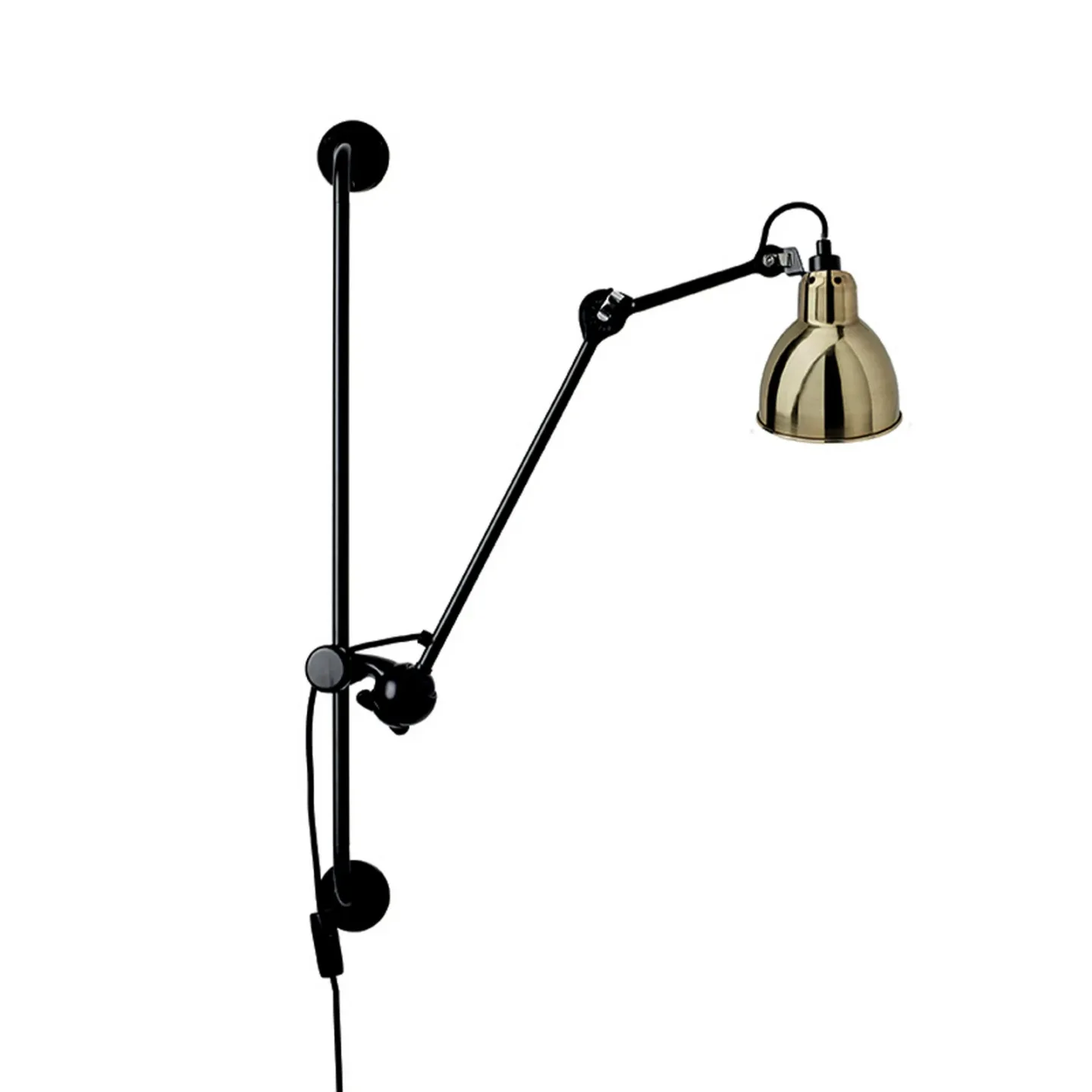 210 Wandleuchte schwarz/messing - Lampe Gras 201 Round - Wohnzimmer - Design - Metall - Einflammig