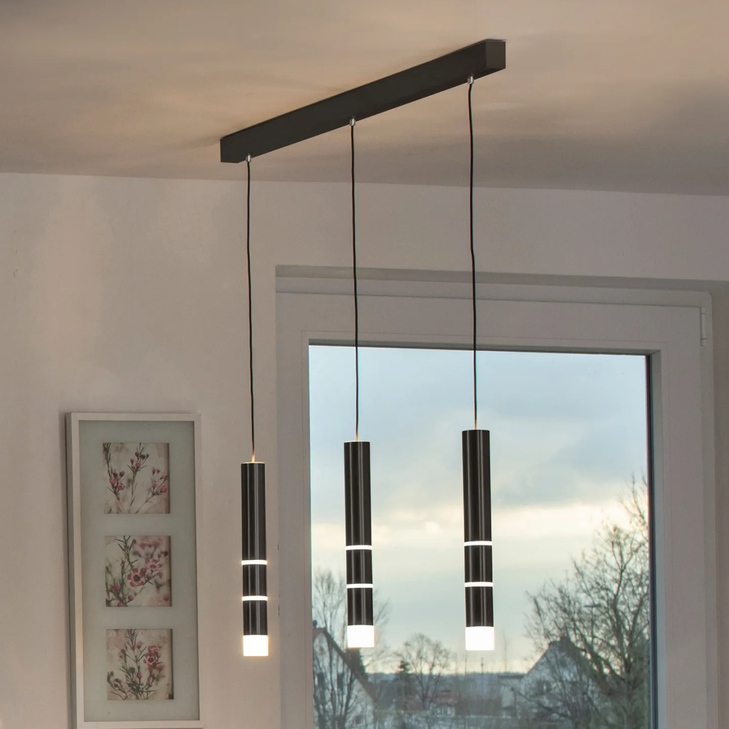 Vega LED-Hängeleuchte, drei Zylinder, schwarz - PURE - Wohnzimmer - Modern - Metall - Mehrflammig