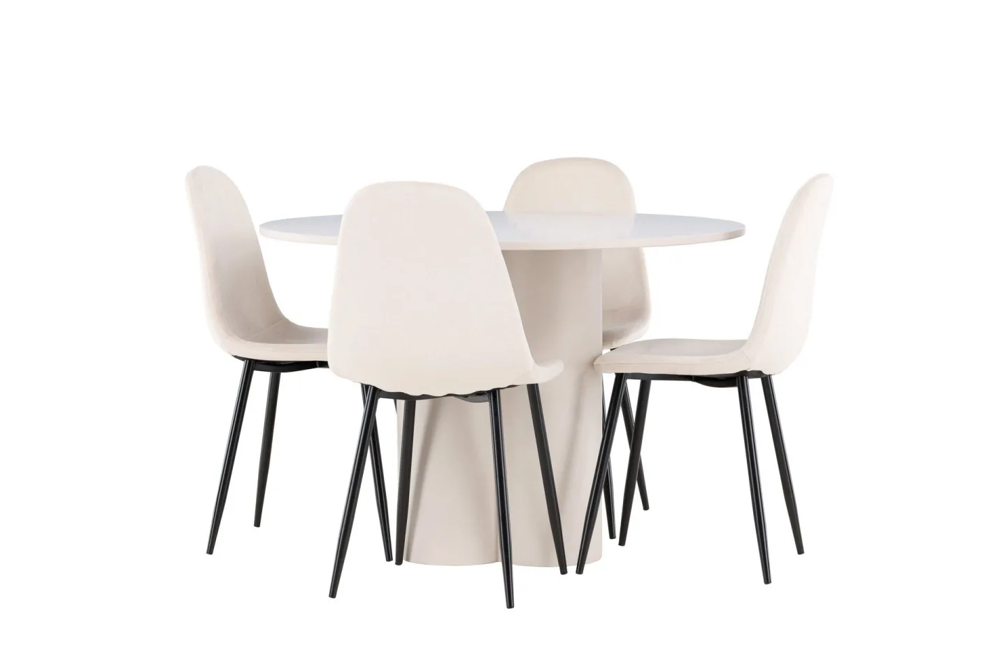 Olivia Matgrupp 110 cm Rund med 4 Polar stolar - Beige/Beige