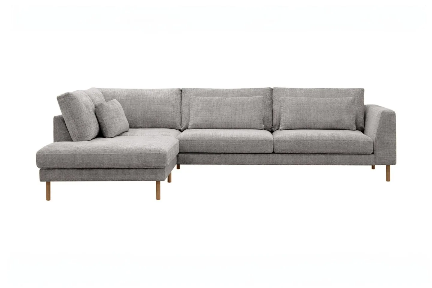 Florenz 4-sits Vänstervänd L-formad Schäslongsoffa i Chenille - Ljusgrå