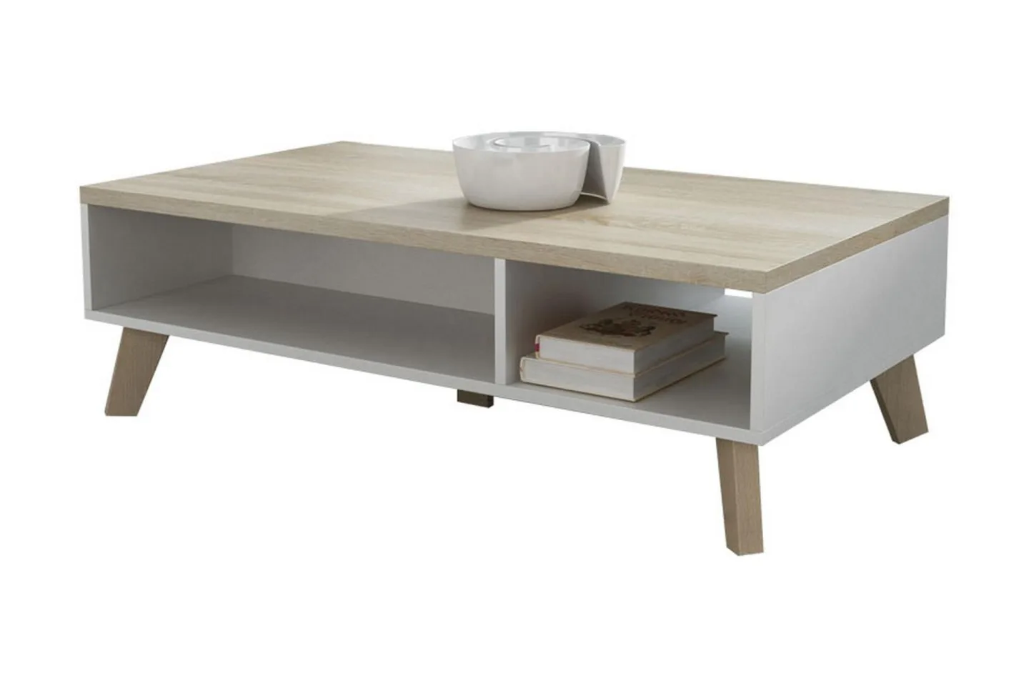 Kardos TV-bänk 110 cm - Vit/Ek