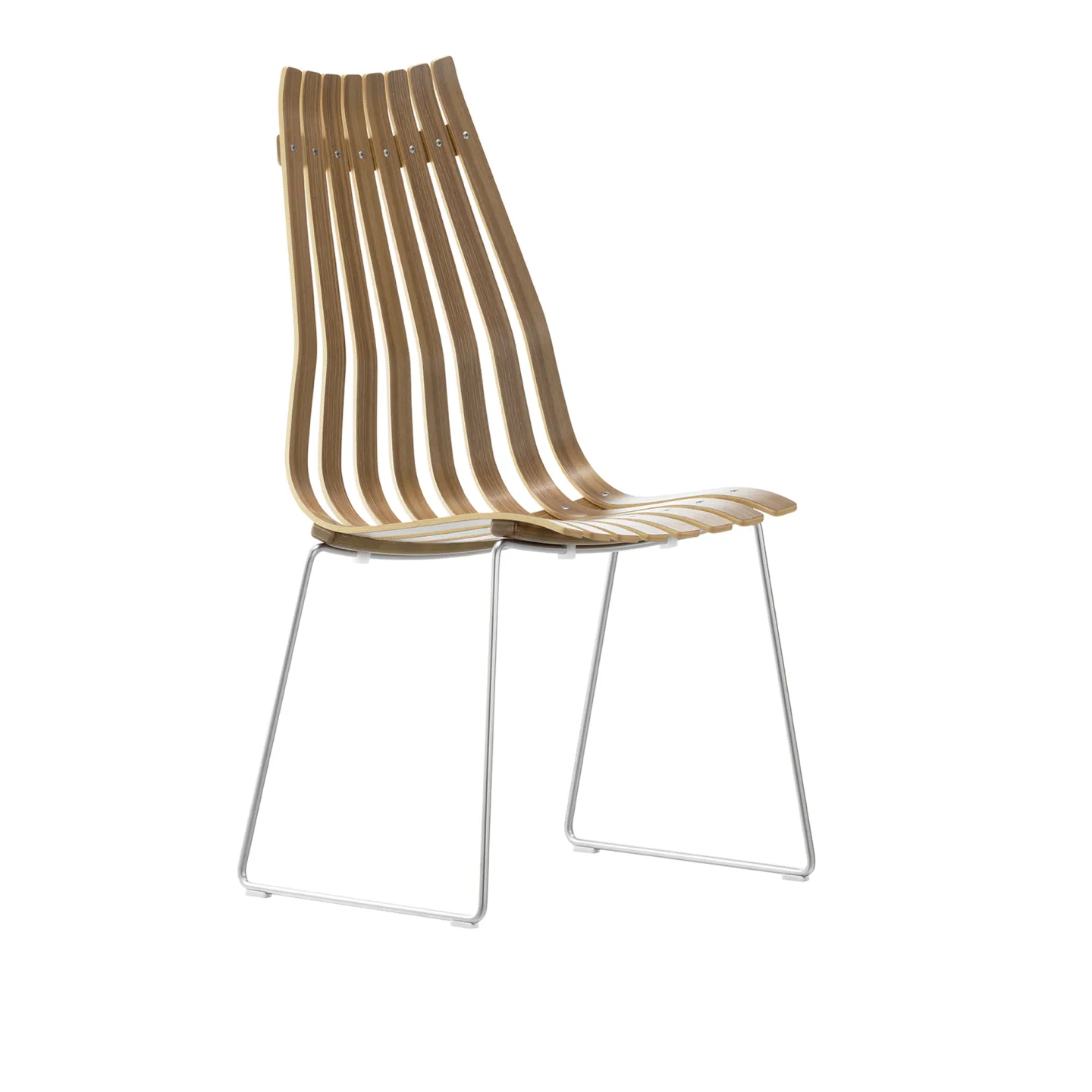 Fjordfiesta - Scandia Prince Natural Oak Veneer / Satin Chrome - Matstolar - Hans Brattrud - Träfärgad - Metall/Trä