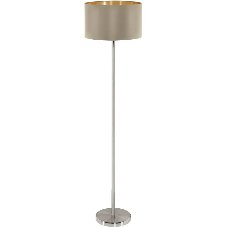 Stehlampe Maserlo Braun/Grau Stahl/Stoff 151 cm - Farbe: taupe