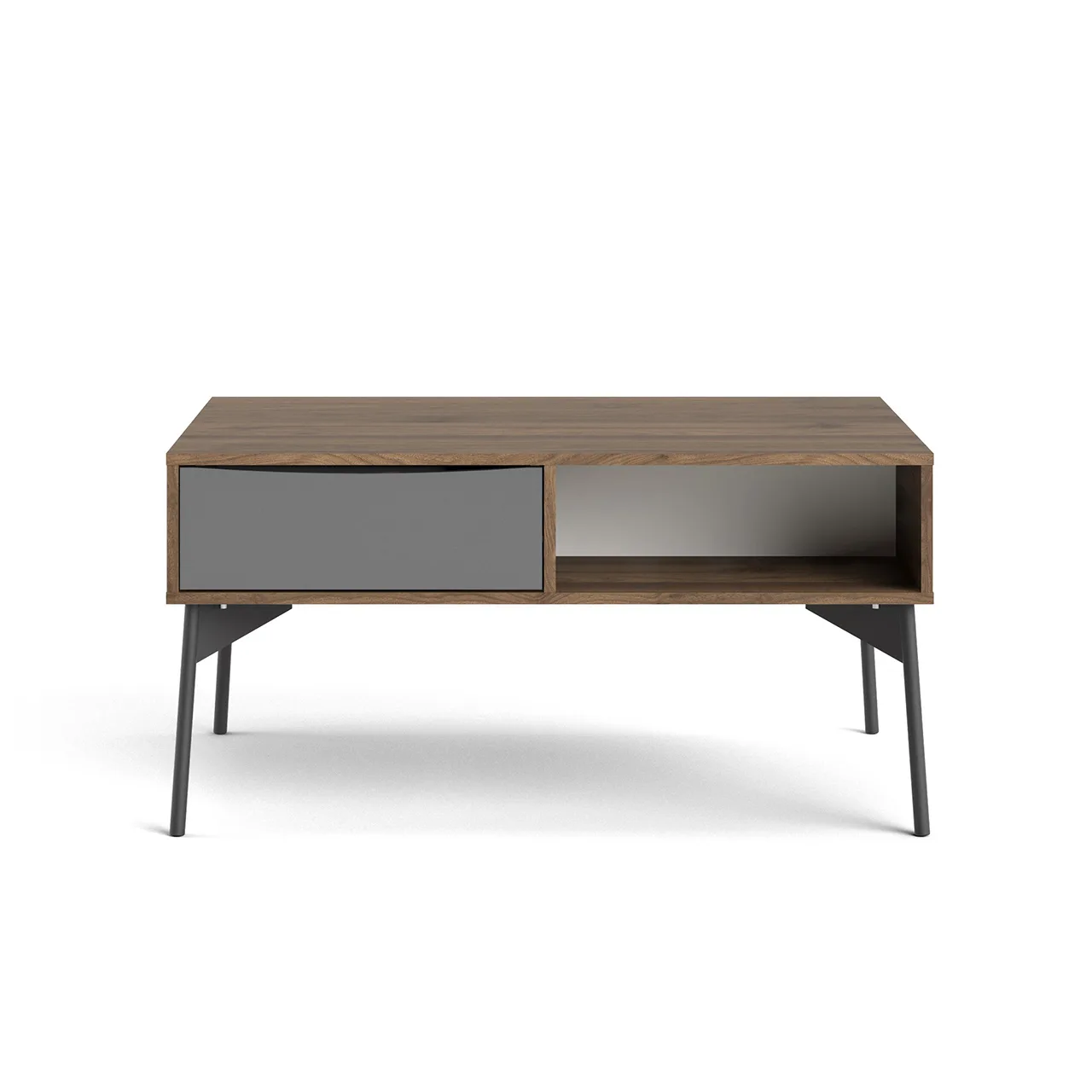 Elly Couchtisch mit 1 Schublade und 3 Regalen braun,grau.