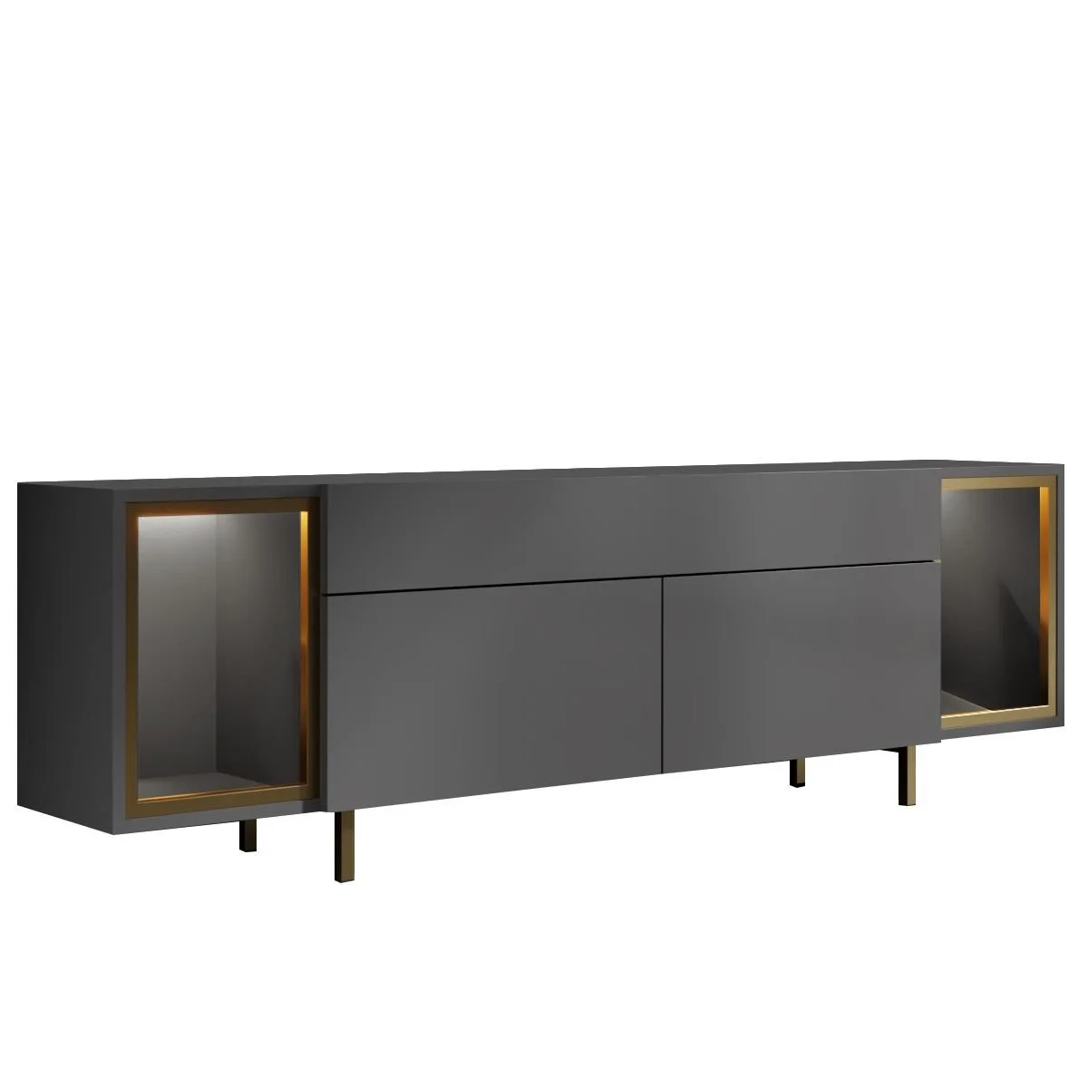 Sosan TV-bänk 180x55x32 cm - Antracit och guld