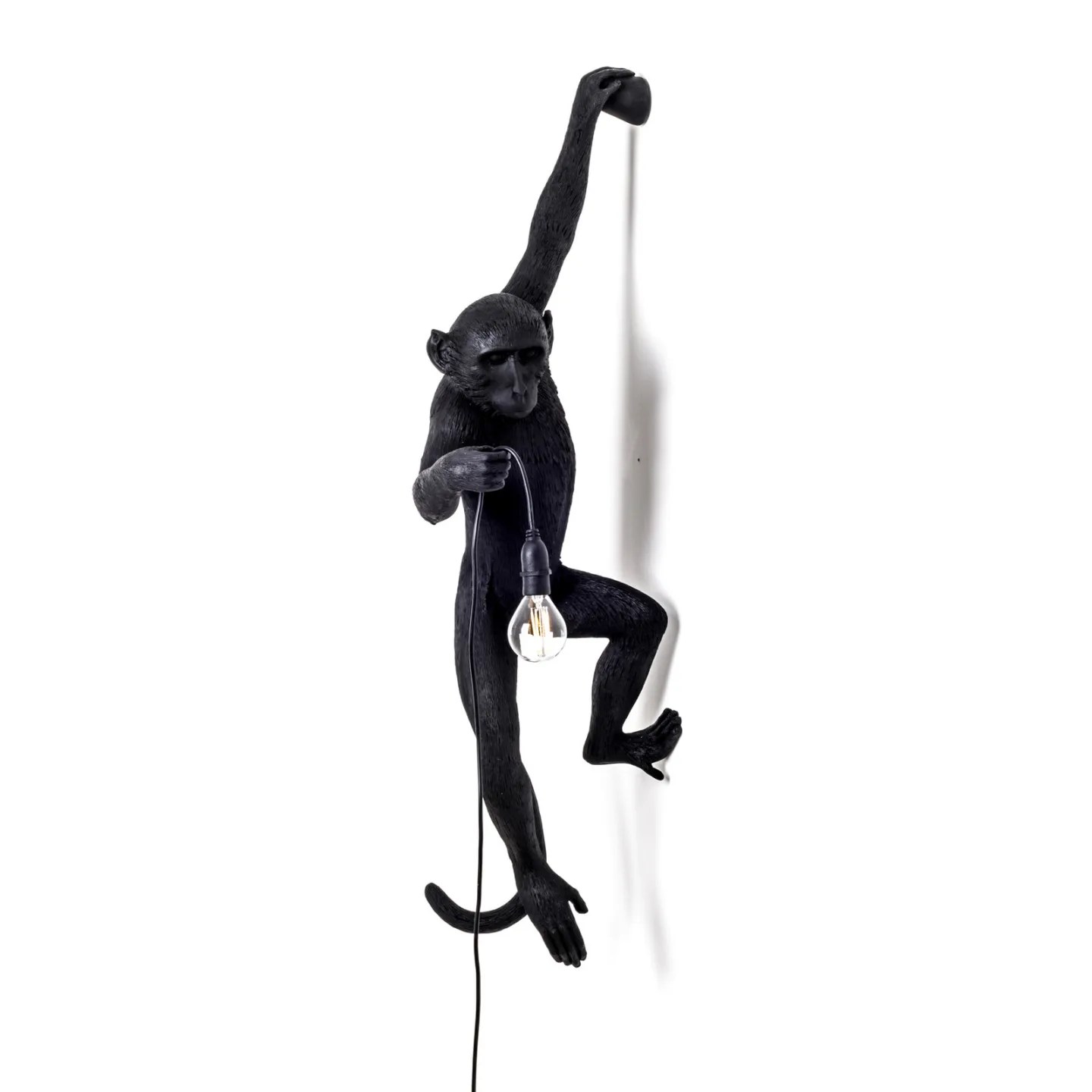 Monkey Hanging Außenwandleuchte Left Schwarz - Seletti Monkey Lamp - Design - Kunststoff