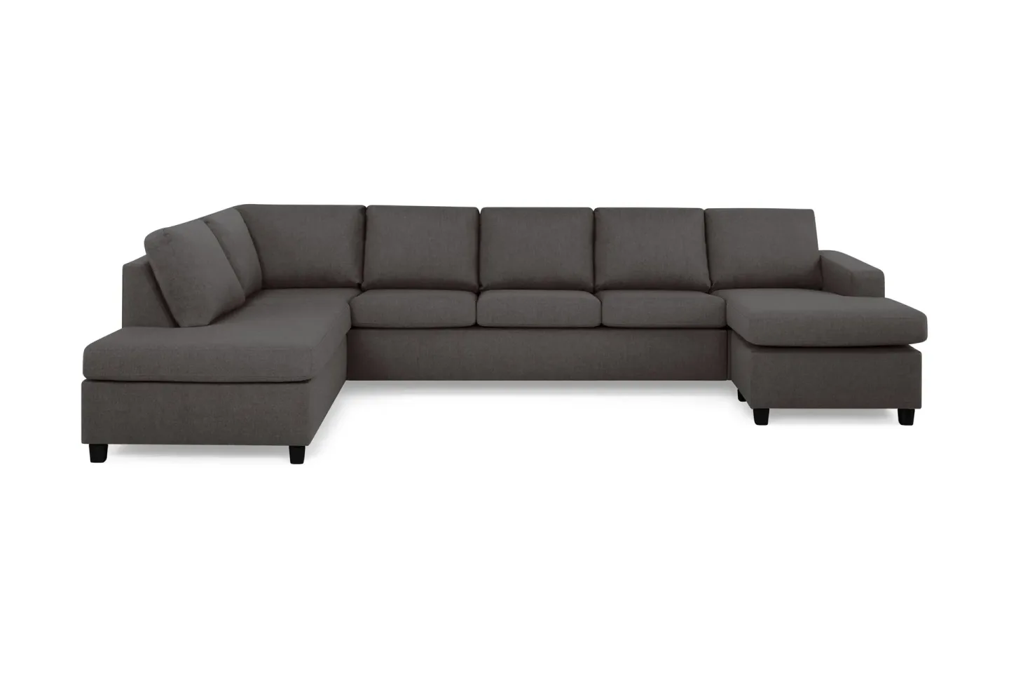 Crazy 5-sits Vänstervänd U-formad X-Large Soffa med Divan och Schäslong i Tyg - Mörkgrå