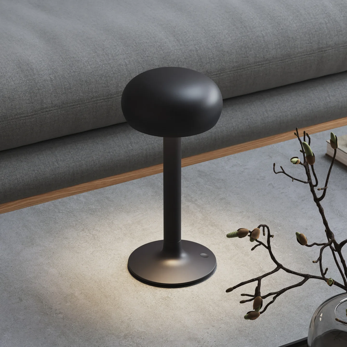 Emendo bærbar bordlampe, sort - PLEASE WAIT to be SEATED - Stue - Moderne - Aluminium - Med skærm
