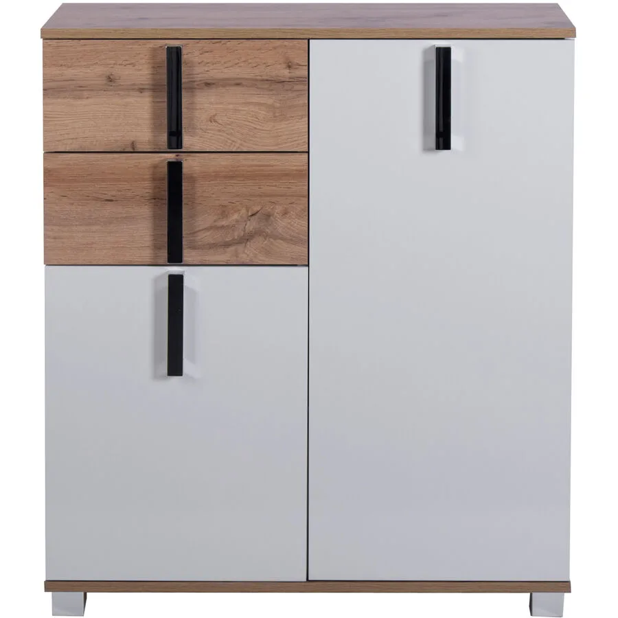 Kommode Sezai eiche landhaus/weiss Holzwerkstoff B 80.6 T 32 cm H 94.8 cm