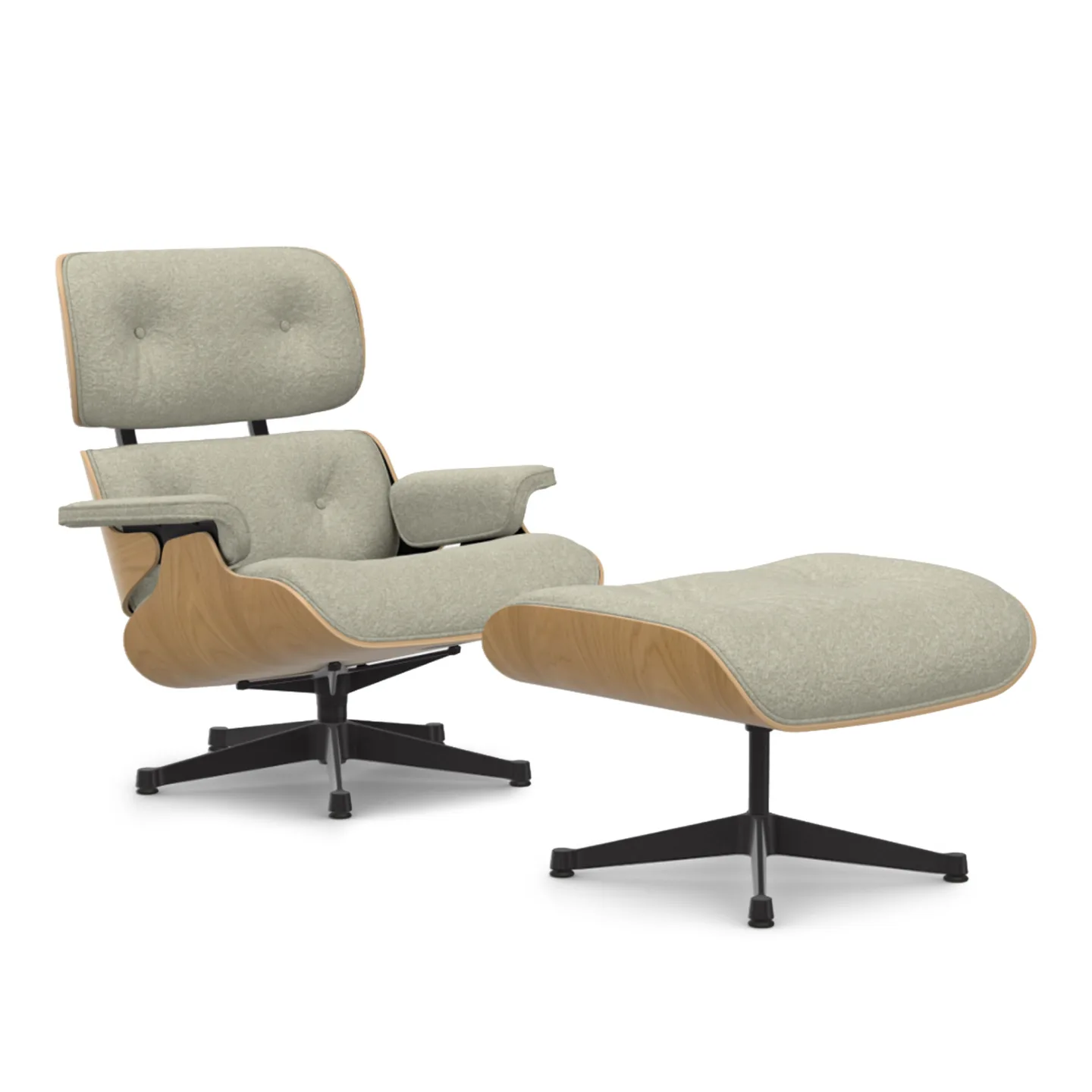 Vitra - Eames Lounge Set Natural Chestnut Nubia Cream/Sand 03 Deep Black - Fåtöljer - Charles & Ray Eames - Beige