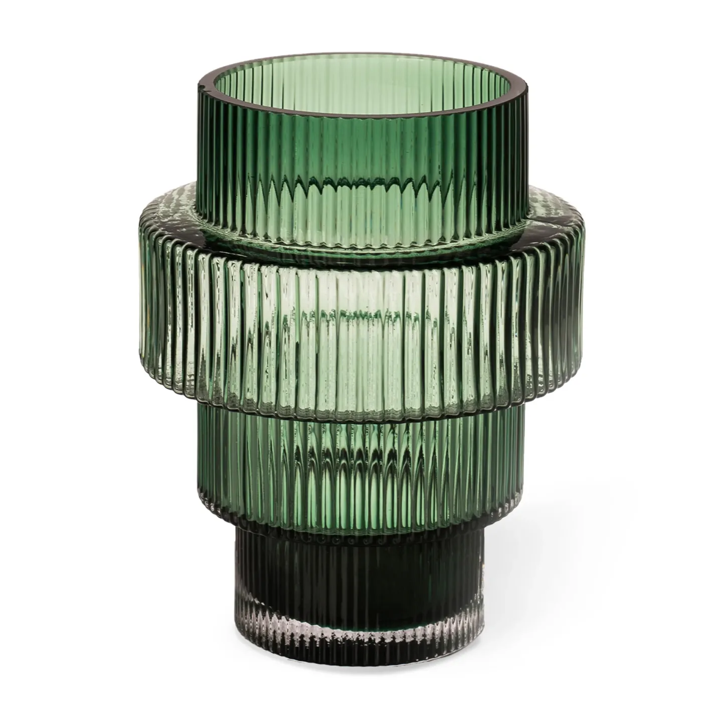 POLSPOTTEN Steps ljuslykta Ø12 cm Dark green