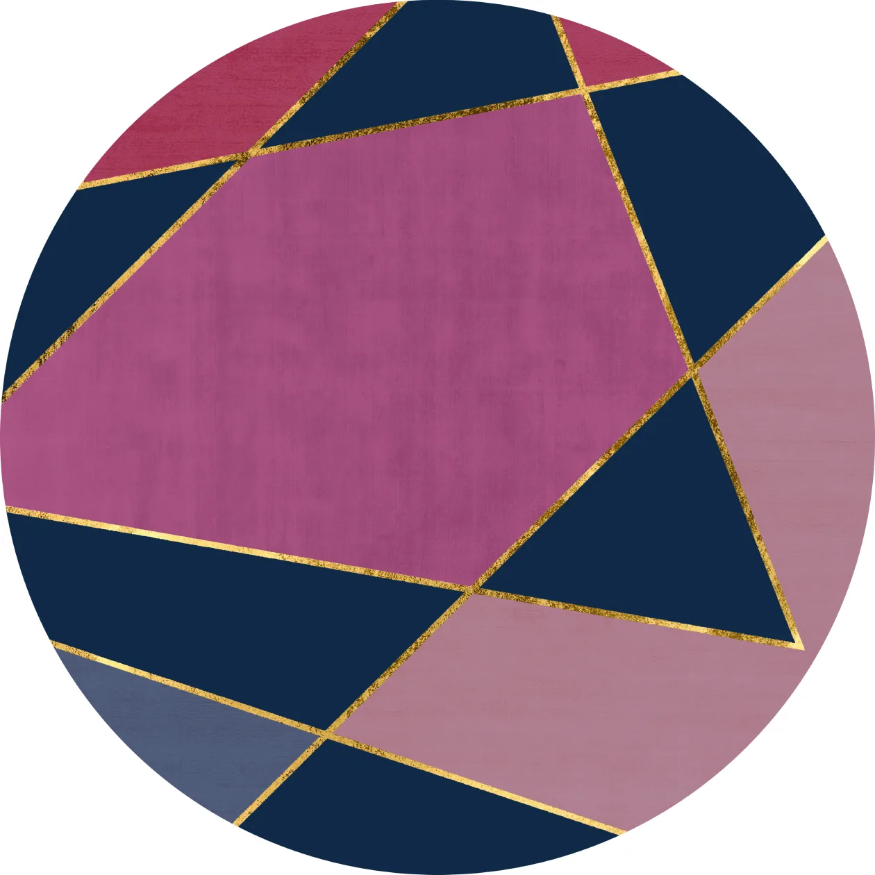 Runde tepper - Jade (mørke blå/rosa) (Størrelse: Ø 200 cm)