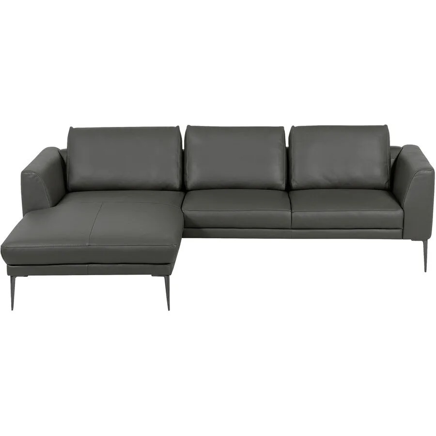 Sofa Ceneri Links Leder anthrazit B 260 T 180 cm