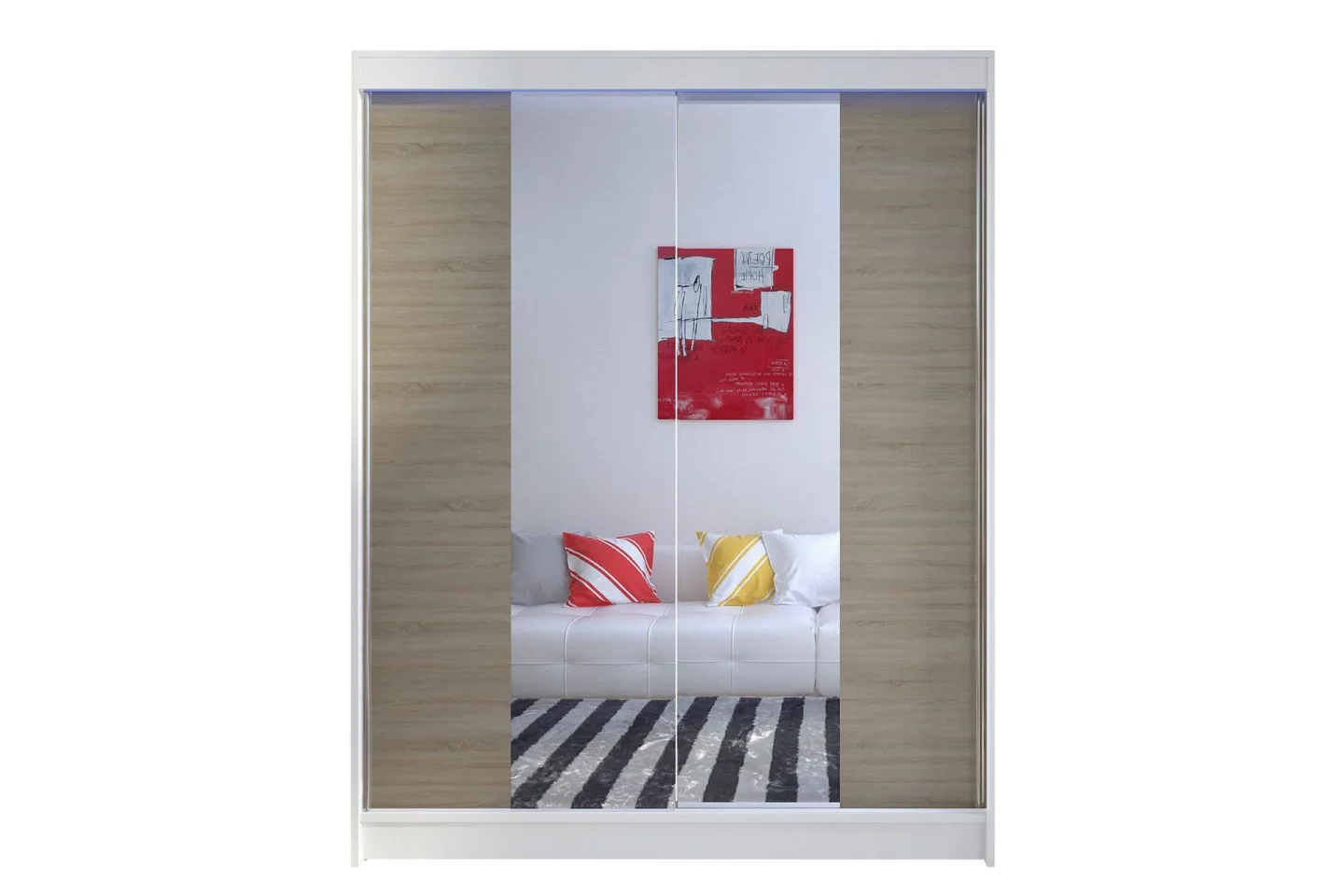 Pickering Garderob med Spegel 150x200 cm - Brun/Vit
