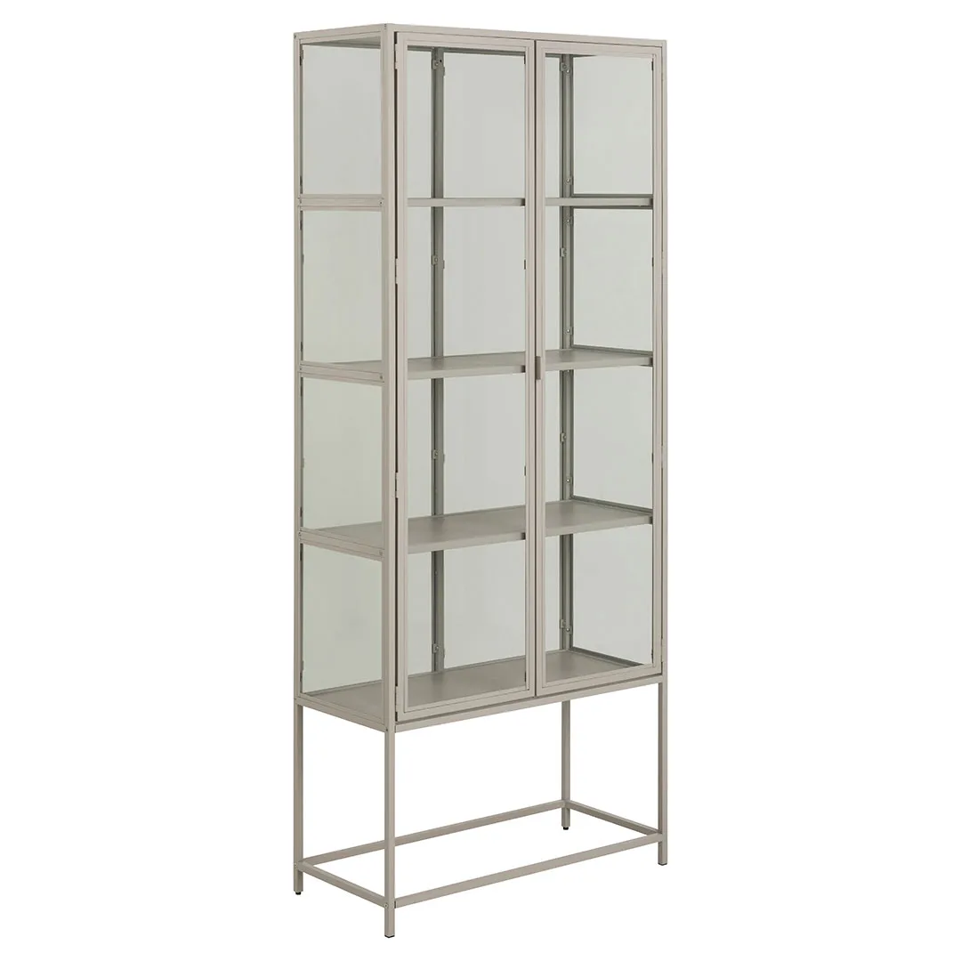 Seaford Vitrinenschrank 2 Glastüren grau.