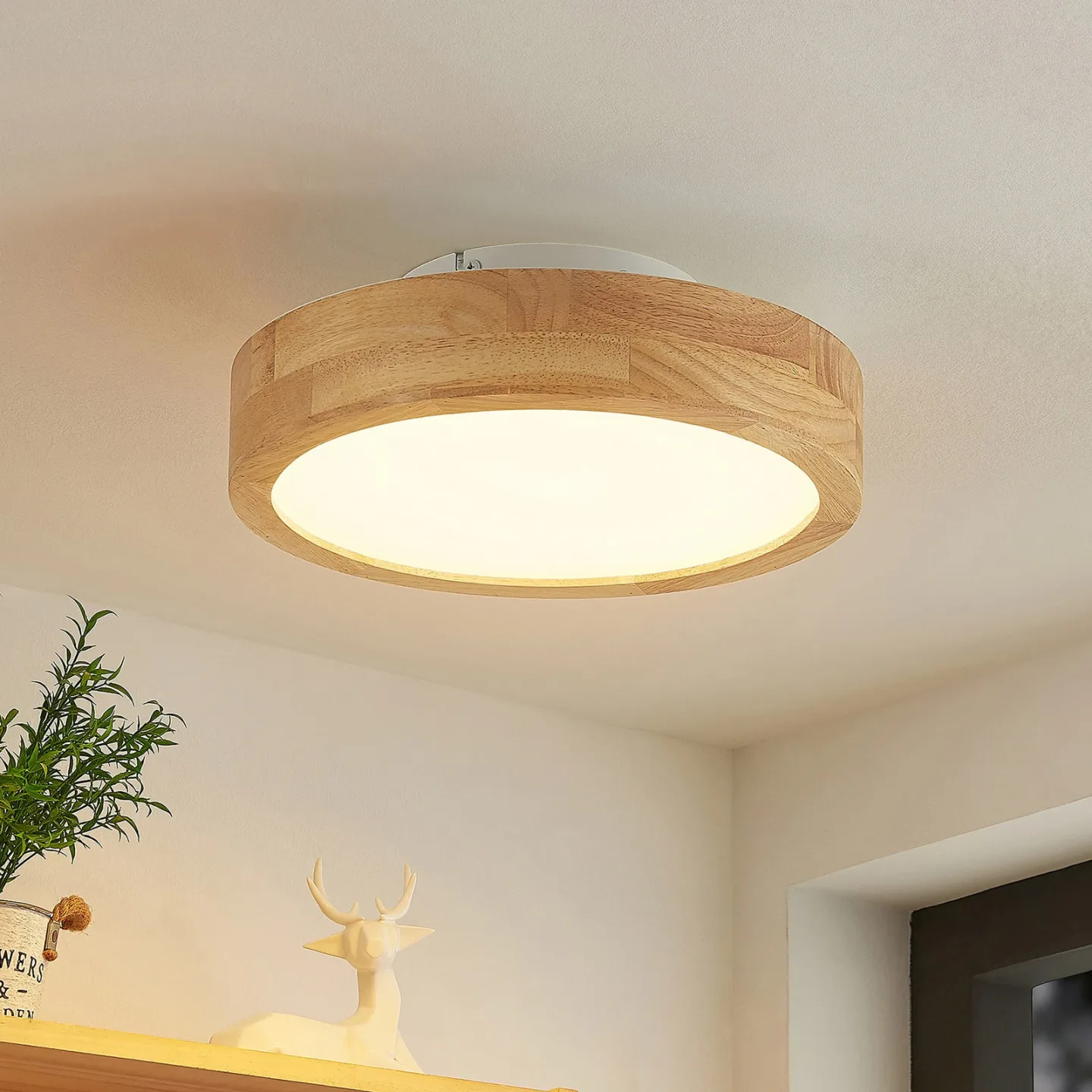 Lanira LED Deckenleuchte Ø30 Oak - Lindby - Wohnzimmer - Modern - Holz - Rund