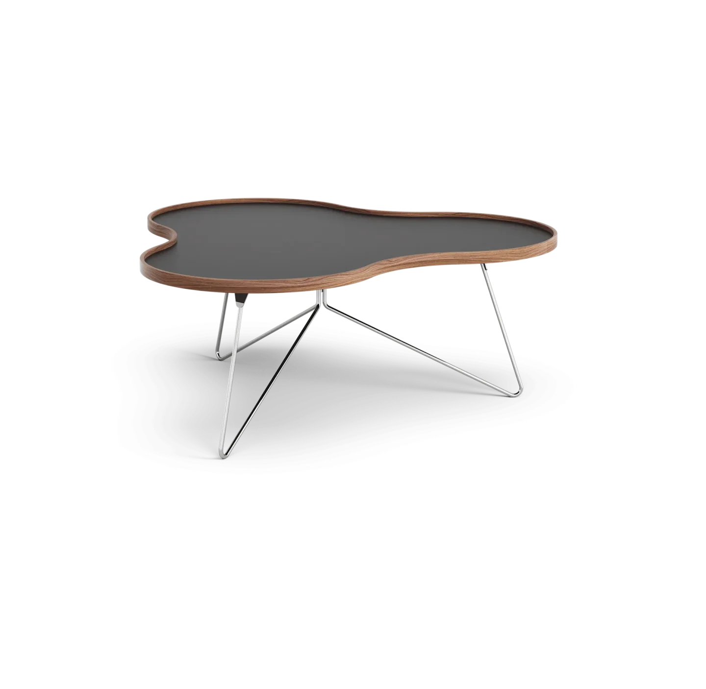 Swedese Flower Tisch 107 x 114cm Schwarz, 45cm, Walnusskante, Chromgestell