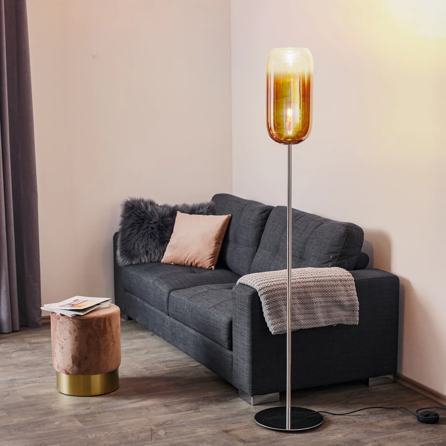 Gople Stehleuchte Copper - Artemide - Wohnzimmer - Design - Glas - Mit Schirm