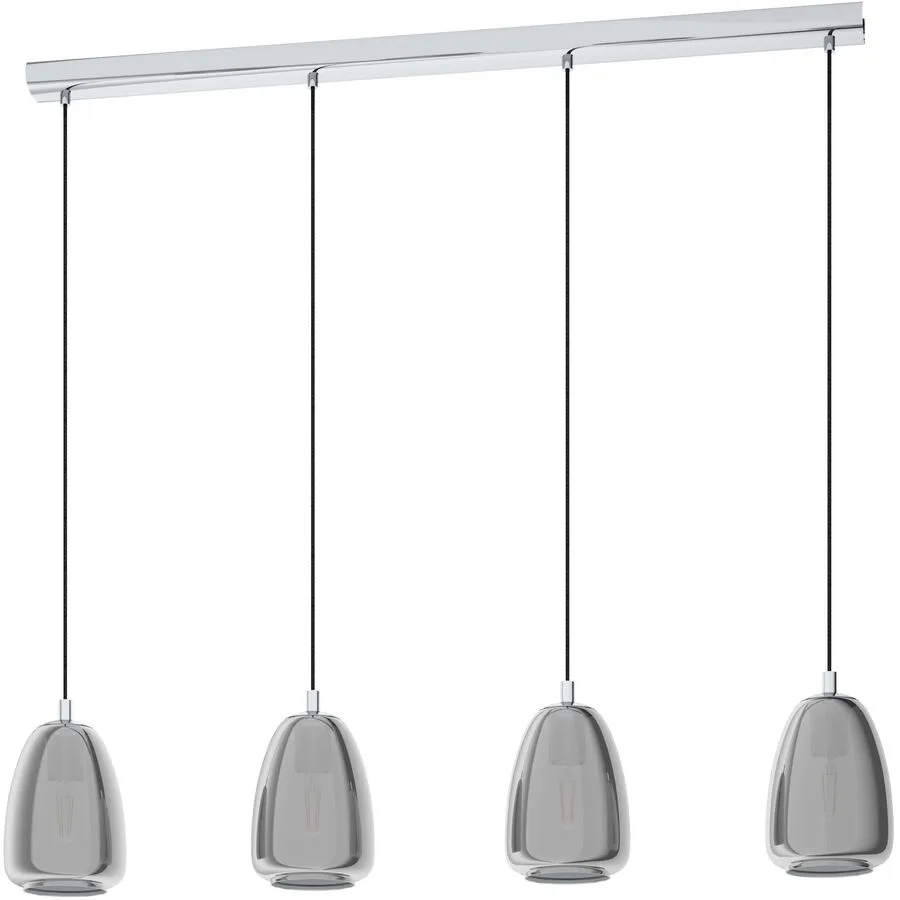 Eglo Pendellampe Alobrase Grau Stahl/Glas 15 cm 110 cm - Farbe: chrom - Material: Stahl/ Glas