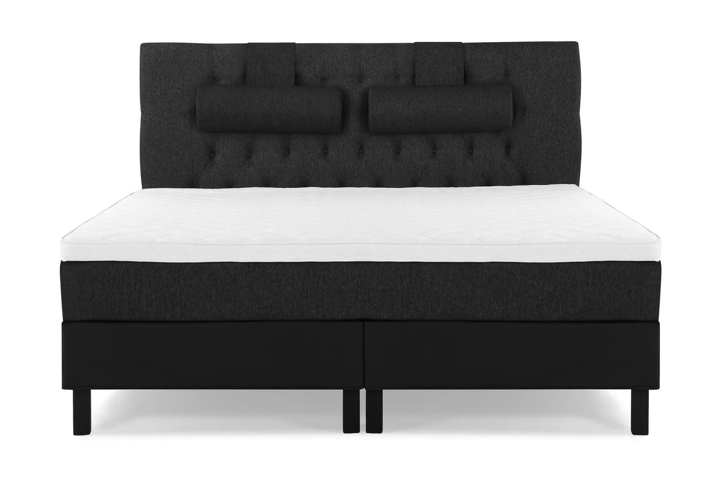 Lucky Komplett Sängpaket 180x200 Skum Diamant - Nackkudde Stor Svart/Grå/PU