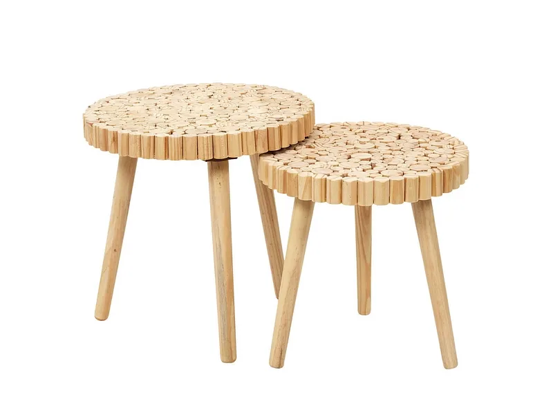 HOME DECO FACTORY 2 Beistelltische RONDIN 40x40x40cm rotbraun
