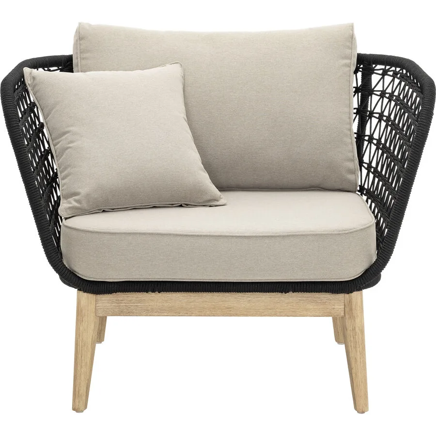 Loungesessel Wallo II schwarz Eukalyptusholz, Polyester T 96 cm