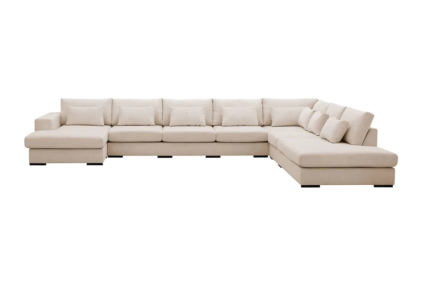 Grande Stor 7-sits U-Soffa med Divan Vänster - Beige Manchester