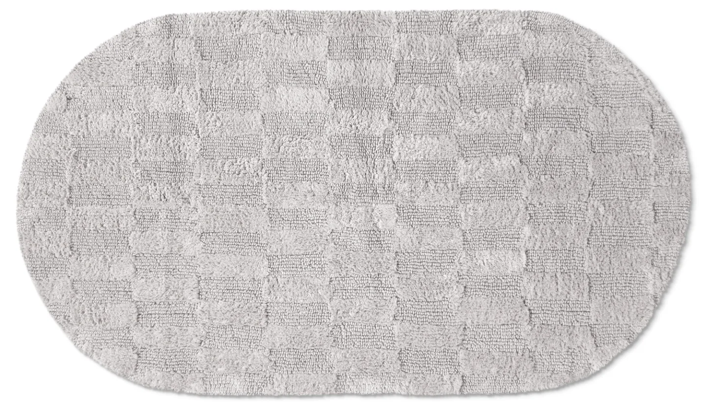 Oval baderomsmatte - Bevin (lysegrå) (Størrelse: 80 x 140 cm)