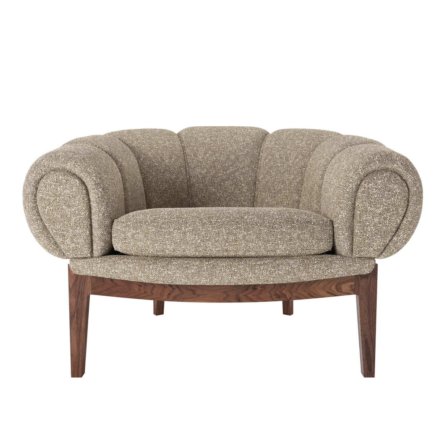Gubi - Croissant Lounge Chair,Solid American Walnut Oiled, Prisgrupp 5 Tyg Sahco Zero 001 - Fåtöljer - Illum Wikkelsø - Träfärgad - Trä/Textilmaterial