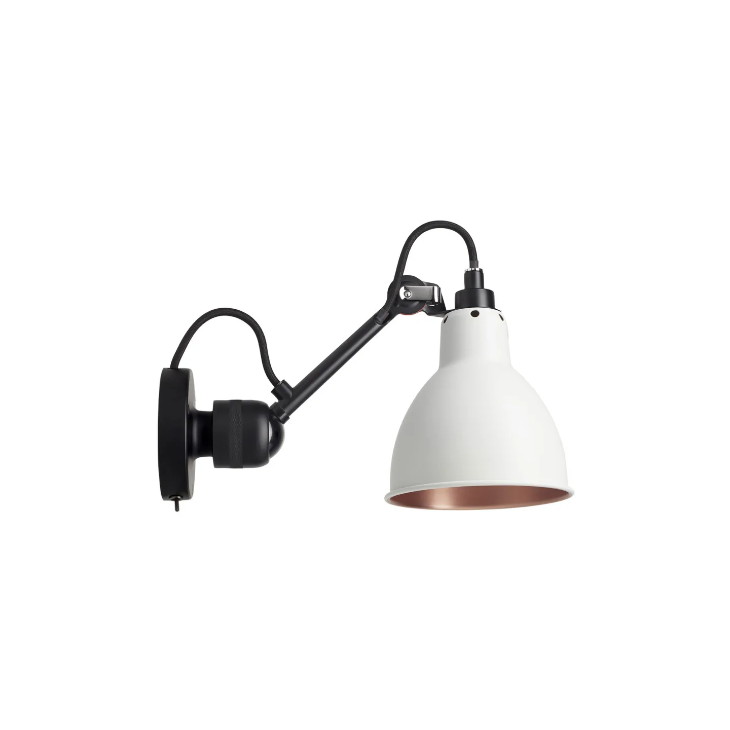 DCWéditions - Lampe Gras No304 SW - Round, Svart bas, Vit med kopparinsida - Sänglampor - Bernard-Albin Gras - Vit - Metall