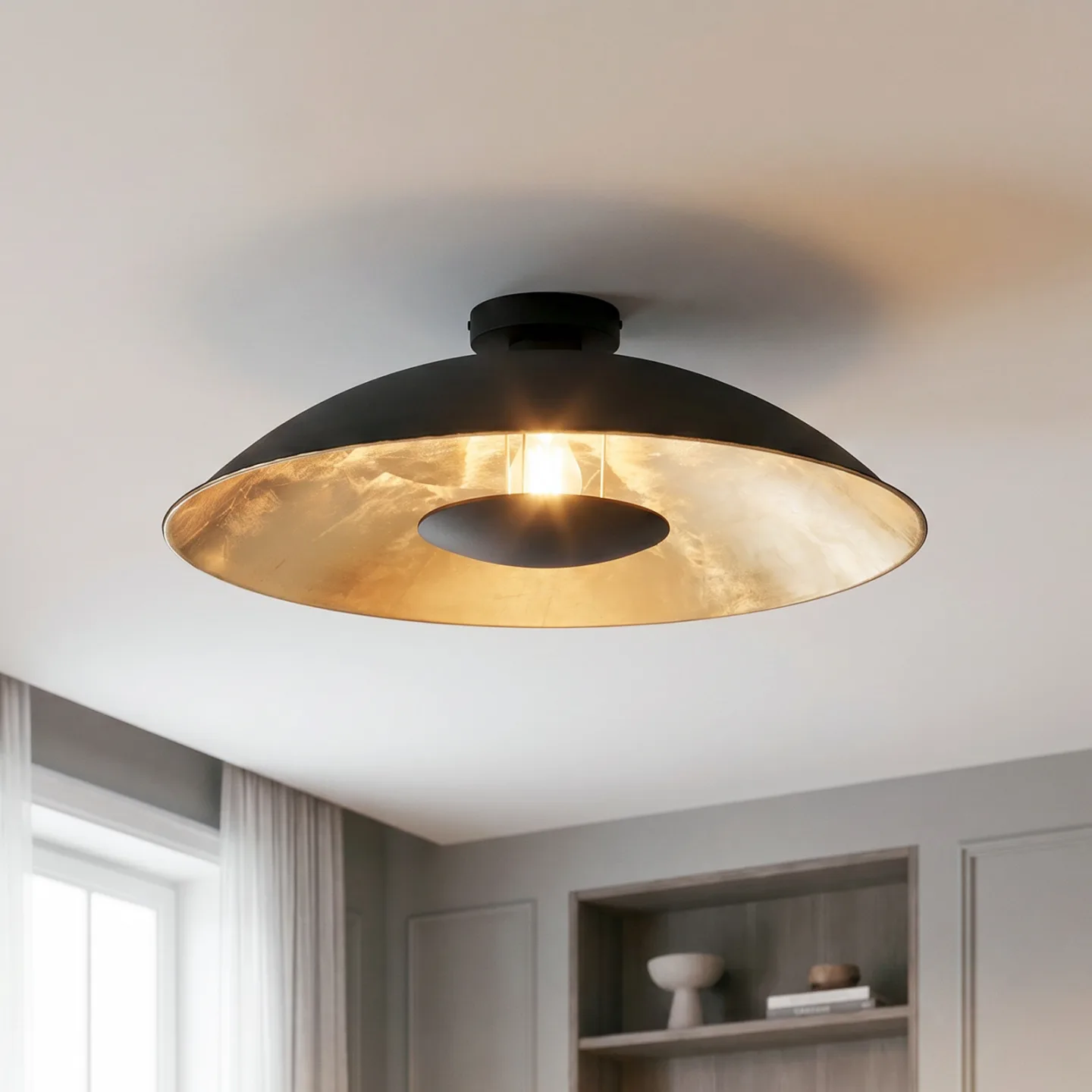 Emilienne Deckenleuchte Black/Gold - Lindby - Wohnzimmer - Modern - Metall - Mit Abstand