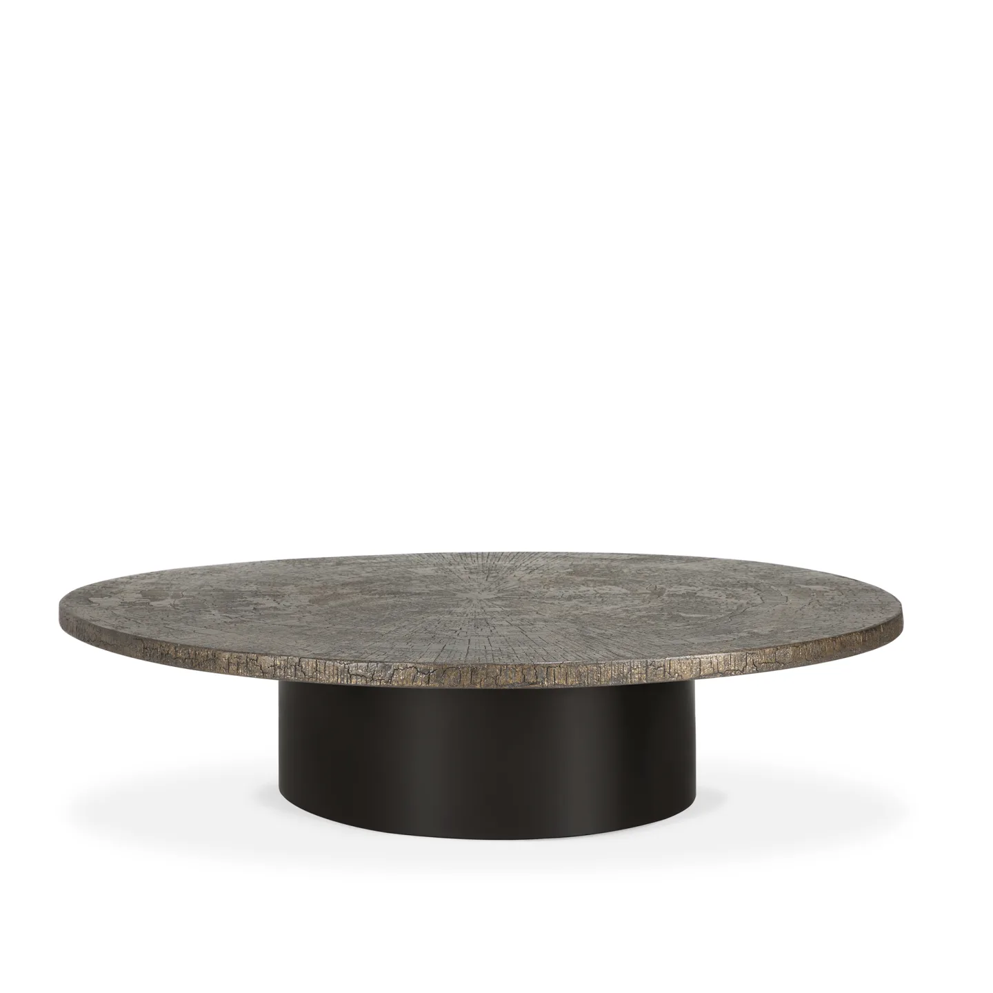 Ethnicraft - Slice Coffee Table - Minerals - Whisky - Oval 138 x 123 x 33 - Soffbord - Svart - Metall