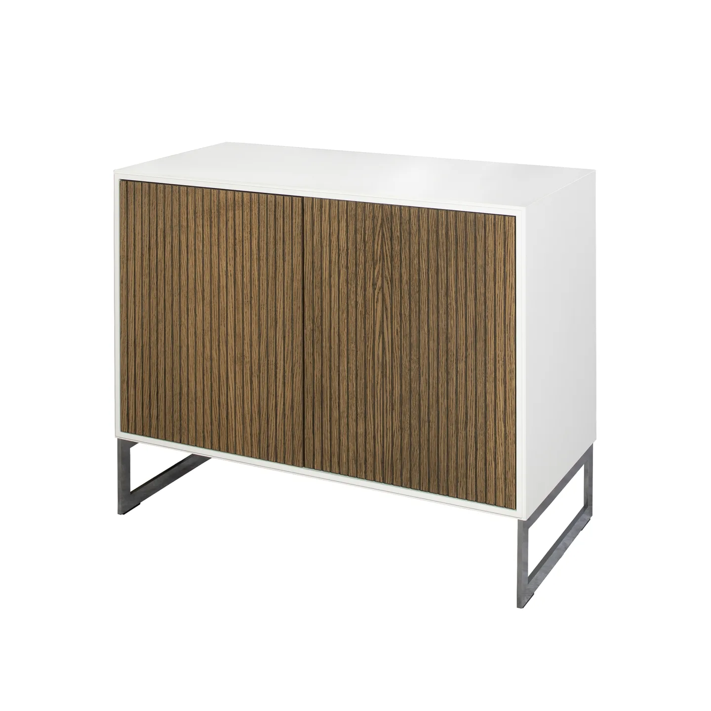 Englesson - Line Skänk 2 Dörrar 6810BW-DB Burned Walnut / White / Chrome - Skänkar och sideboards - Metall/Trä