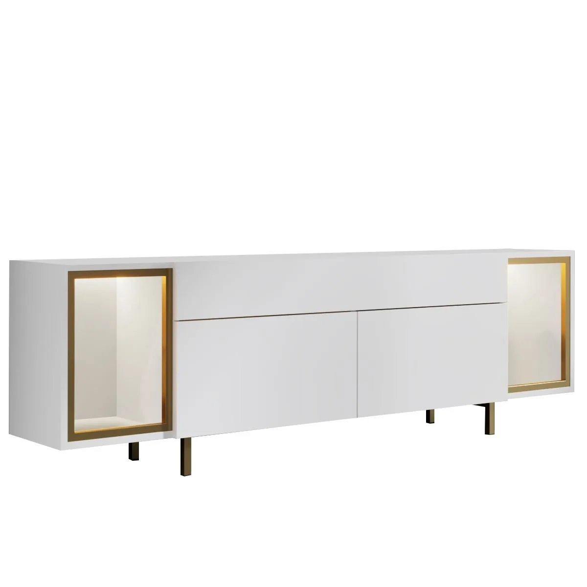 Sosan TV-bänk 180x55x32 cm - Vit och guld