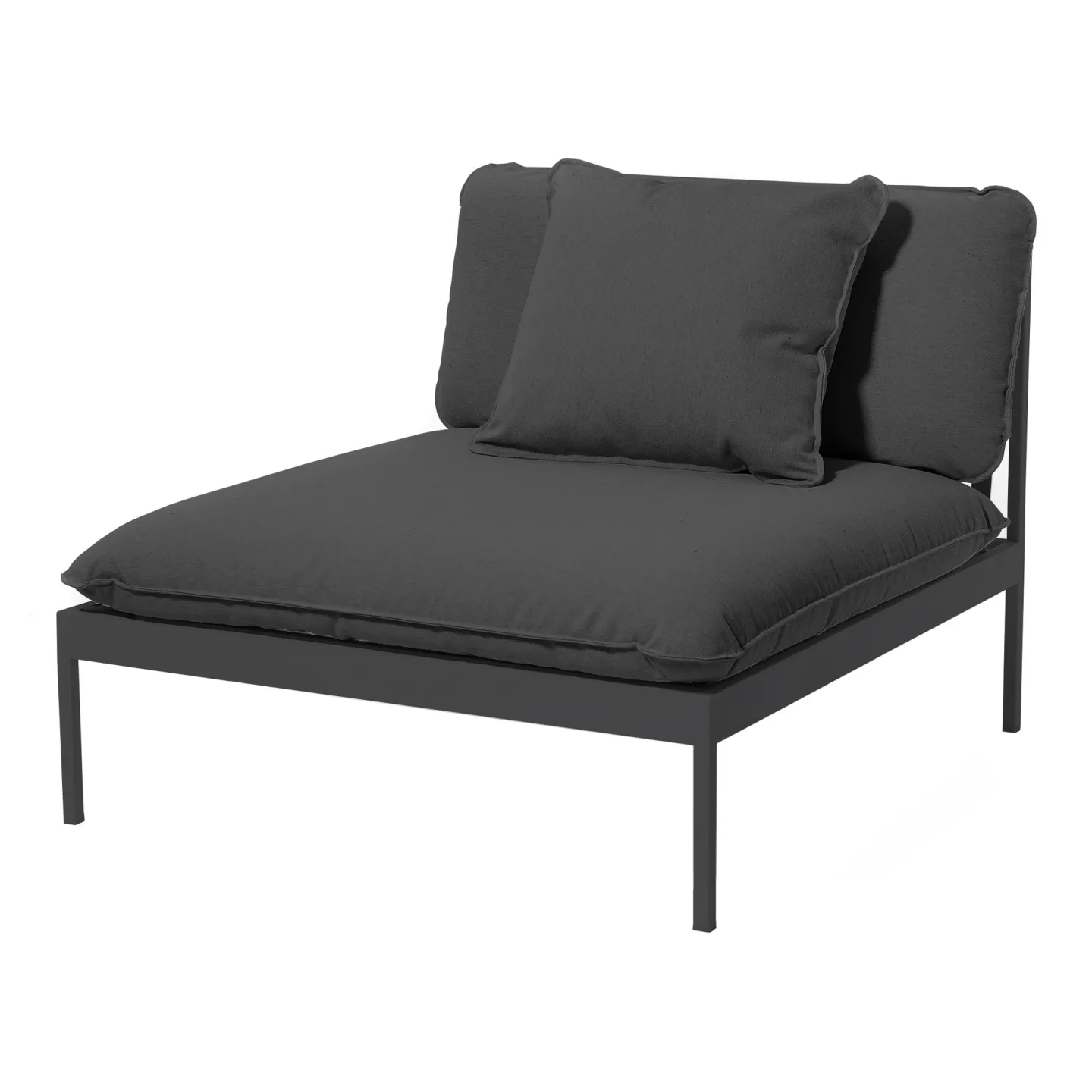 Skargaarden - Bönan Lounge Chair, Dark Grey Aluminum Frame, Cushion Dark Grey Sunbrella Sling - Fåtöljer utomhus - Studio Norrlandet - Grå - Metall/Textilmaterial/Skum
