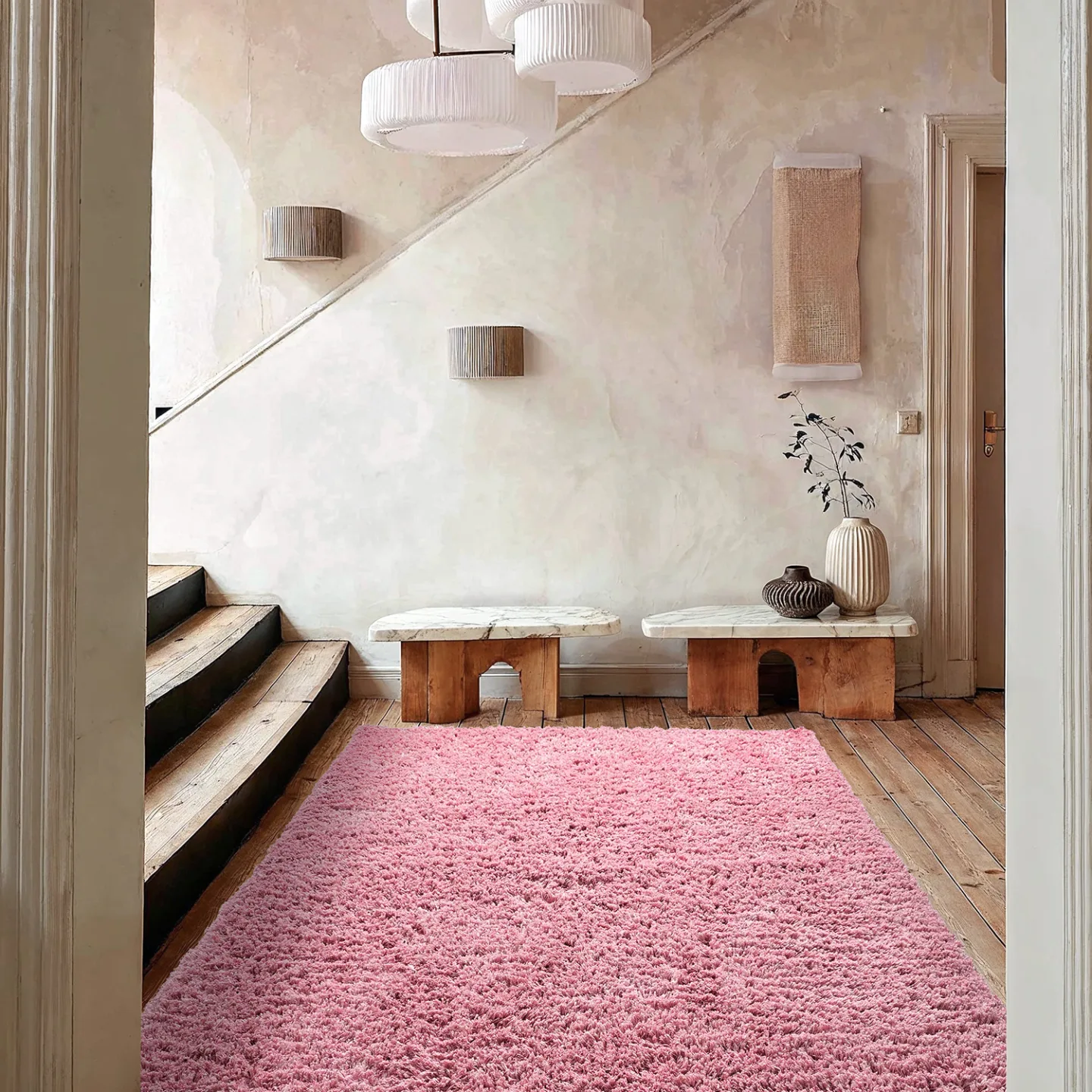 Ryetepper - Combarro Solid Cotton Shaggy (lyserosa) (Størrelse: 240 x 340 cm)