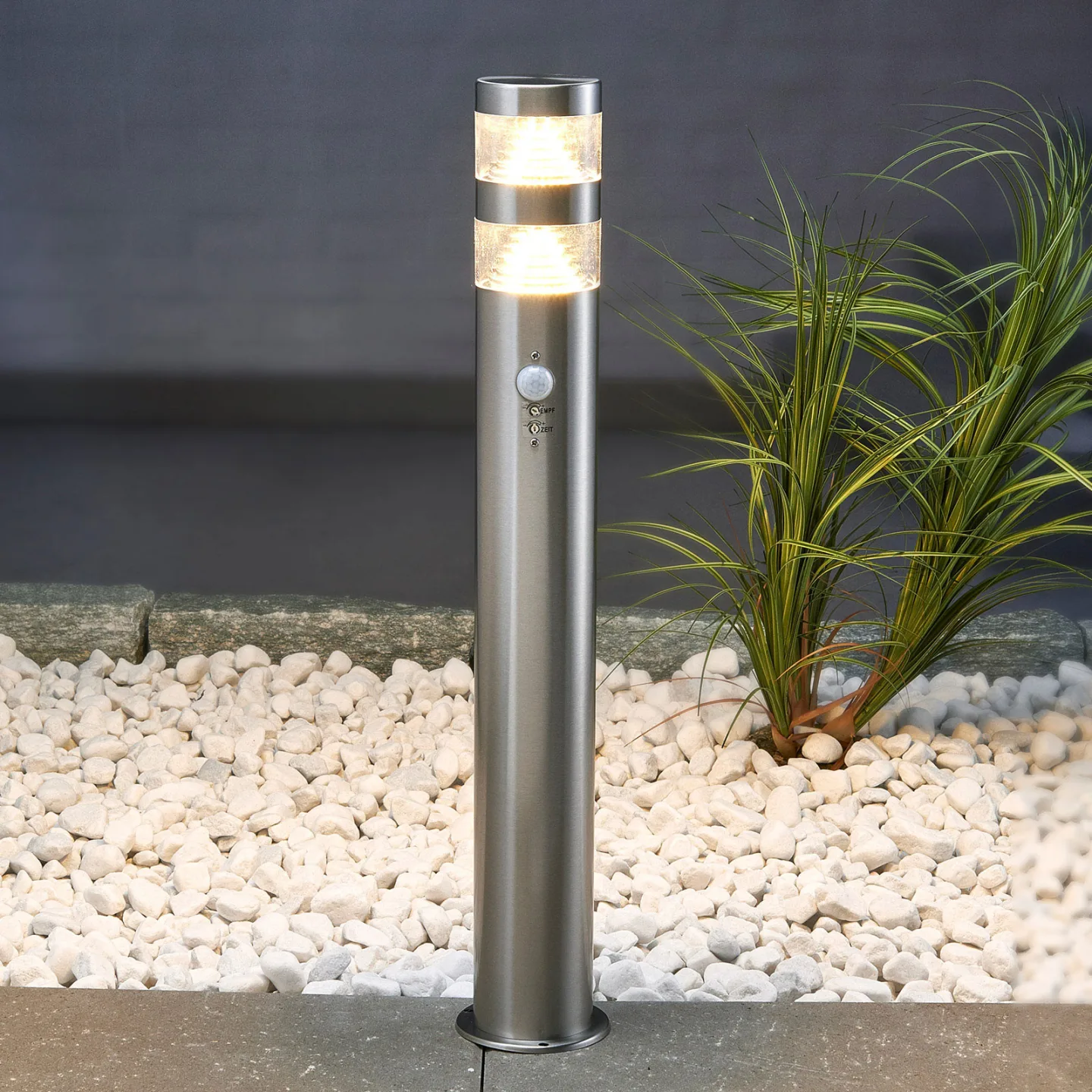 Lanea LED-Wegelampe, 60 cm, grau, Sensor, IP44 - Lindby - Terrasse - Modern - Edelstahl - Einflammig