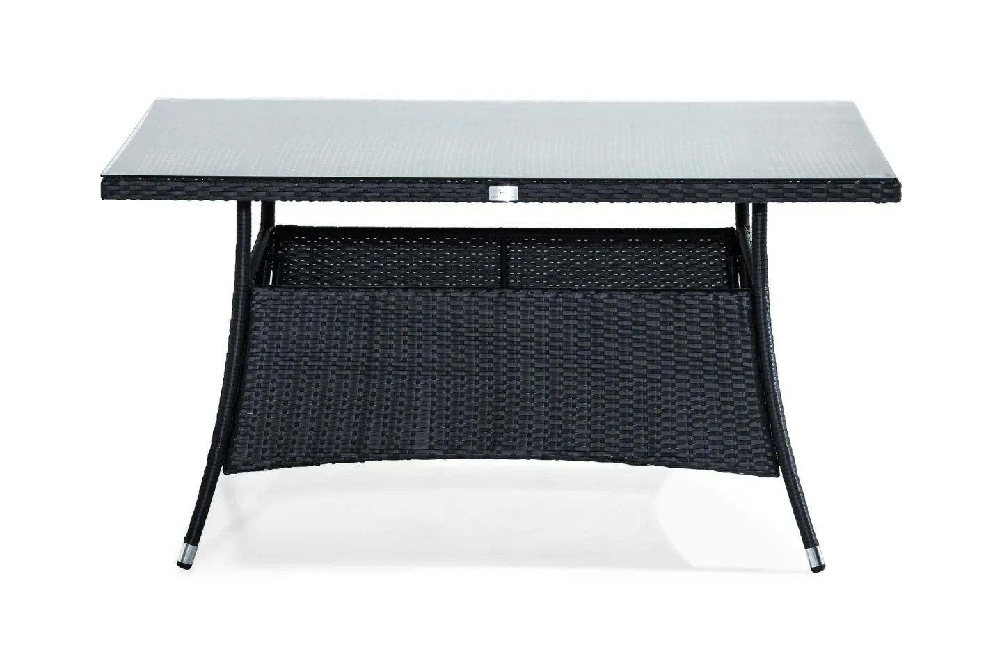 Thor Utebord – Matbord Utomhus 140x90 cm i konstrotting med glasskiva - Svart