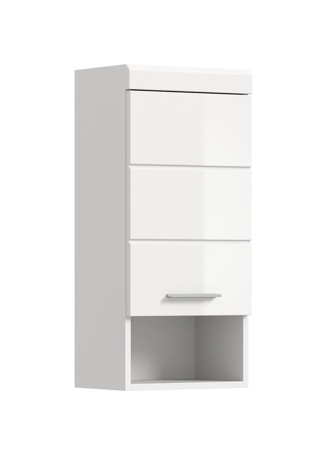 Scout Badschrank Wandhängend 1 Tür, 1 Regal Weiß hochglanz, weiß.