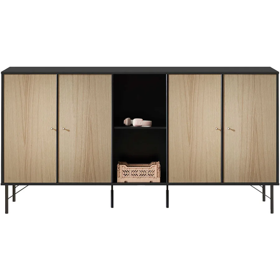 Sideboard Mister Schwarz, Natur Spanplatte Eiche Nachbildung B 170 H 89 cm