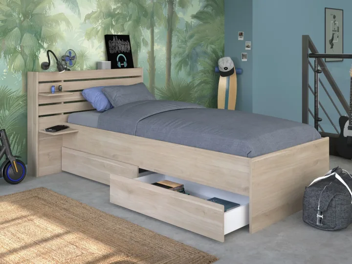 Drømmerom - Escale seng 90x200 med 2 skuffer i Japanese Oak