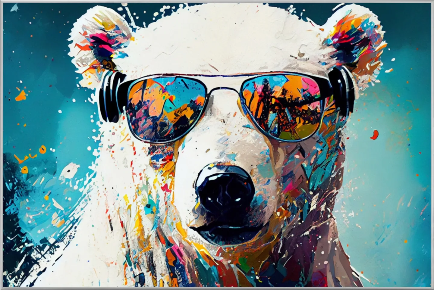 image LAND Bild mit Rahmen Cooler Eisbär | Schubiger Möbel