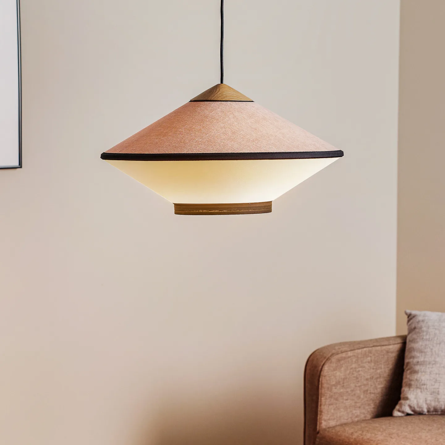 Cymbal Pendelleuchte S Natural - Forestier Cymbal S - Wohnzimmer - Design - Stoff / Textil - Einflammig