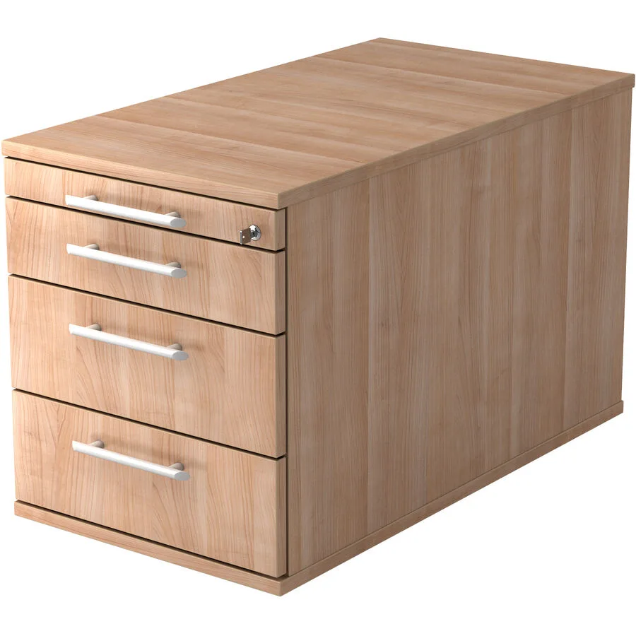 Rollcontainer Office nussbaum/Aluminium gebürstet Holzwerkstoff B 42.8 cm H 51.2 cm