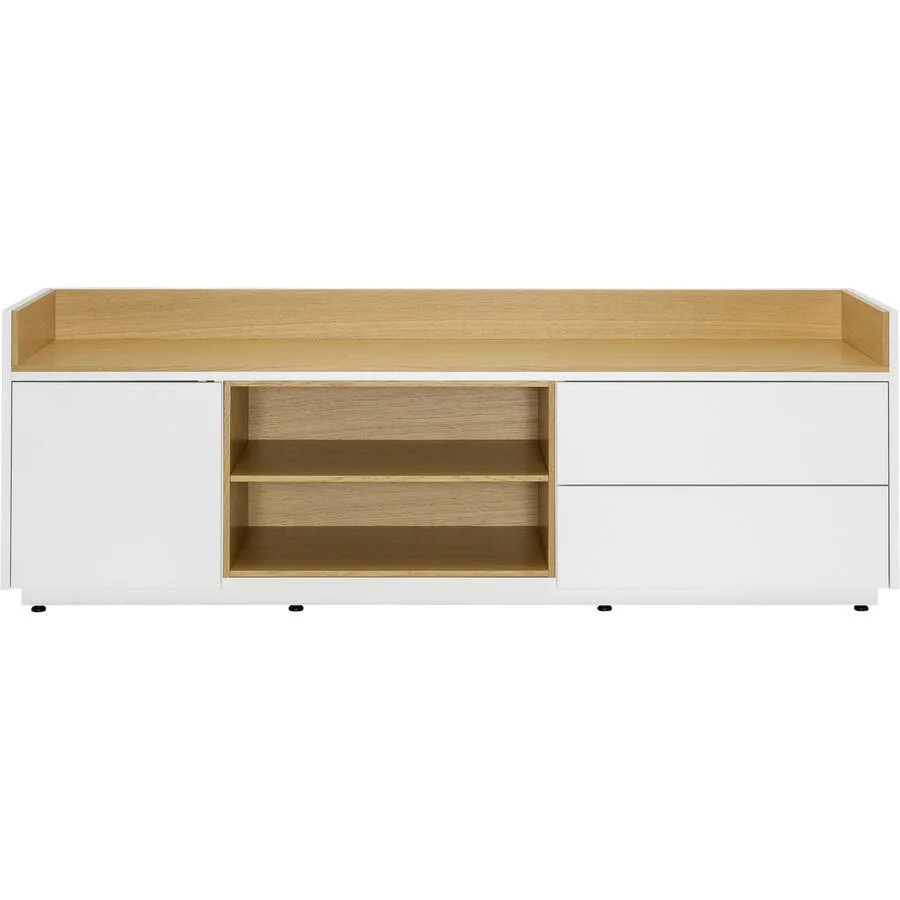 Lowboard Boston Weiss lackiert/Eiche furniert Holz B 155 cm 30 kg