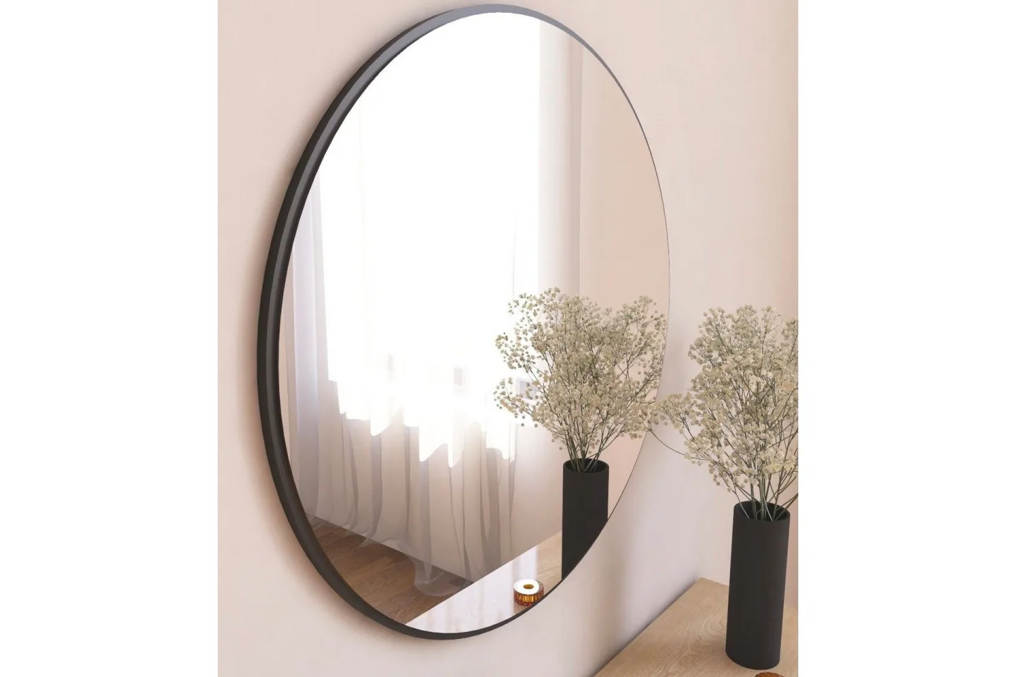Buhem Spegel 60 cm Rund - Svart