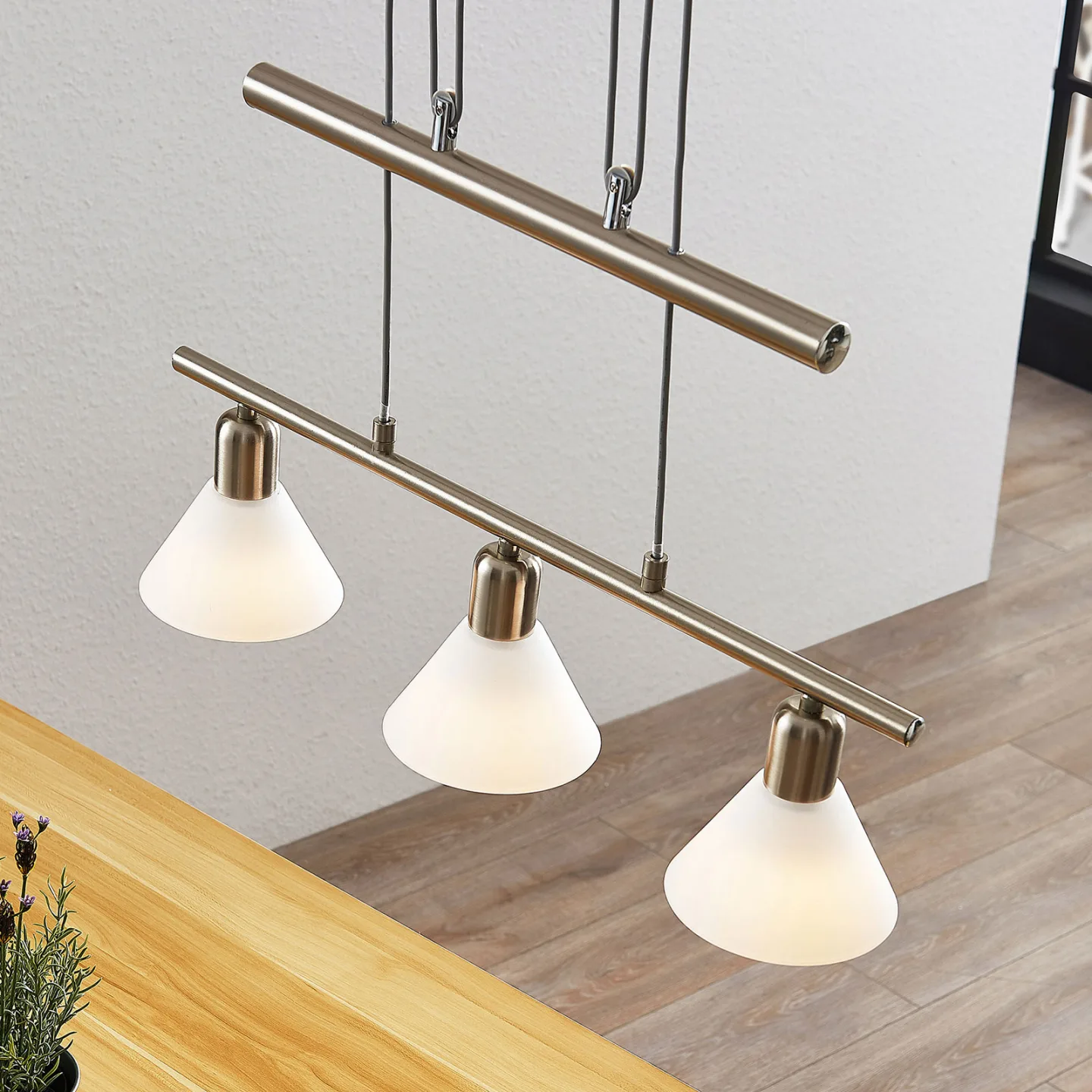 Delira 3 Pendelleuchte Nickel - Lindby - Wohnzimmer - Modern - Metall - Mehrflammig