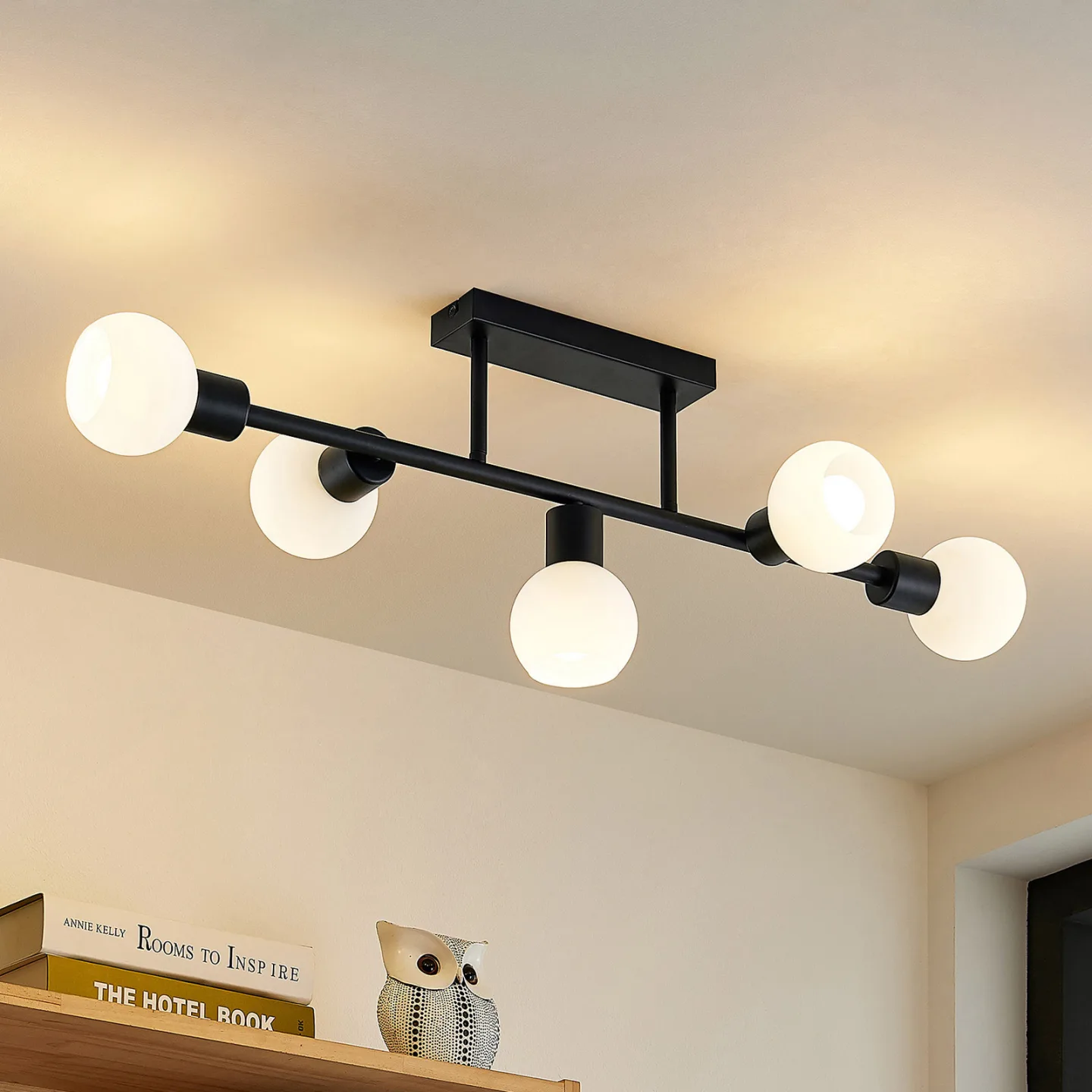 Biscala 5 Plafond Black/Opal - Lindby - Vardagsrum - Modern - Metall - Med flera ljuskällor