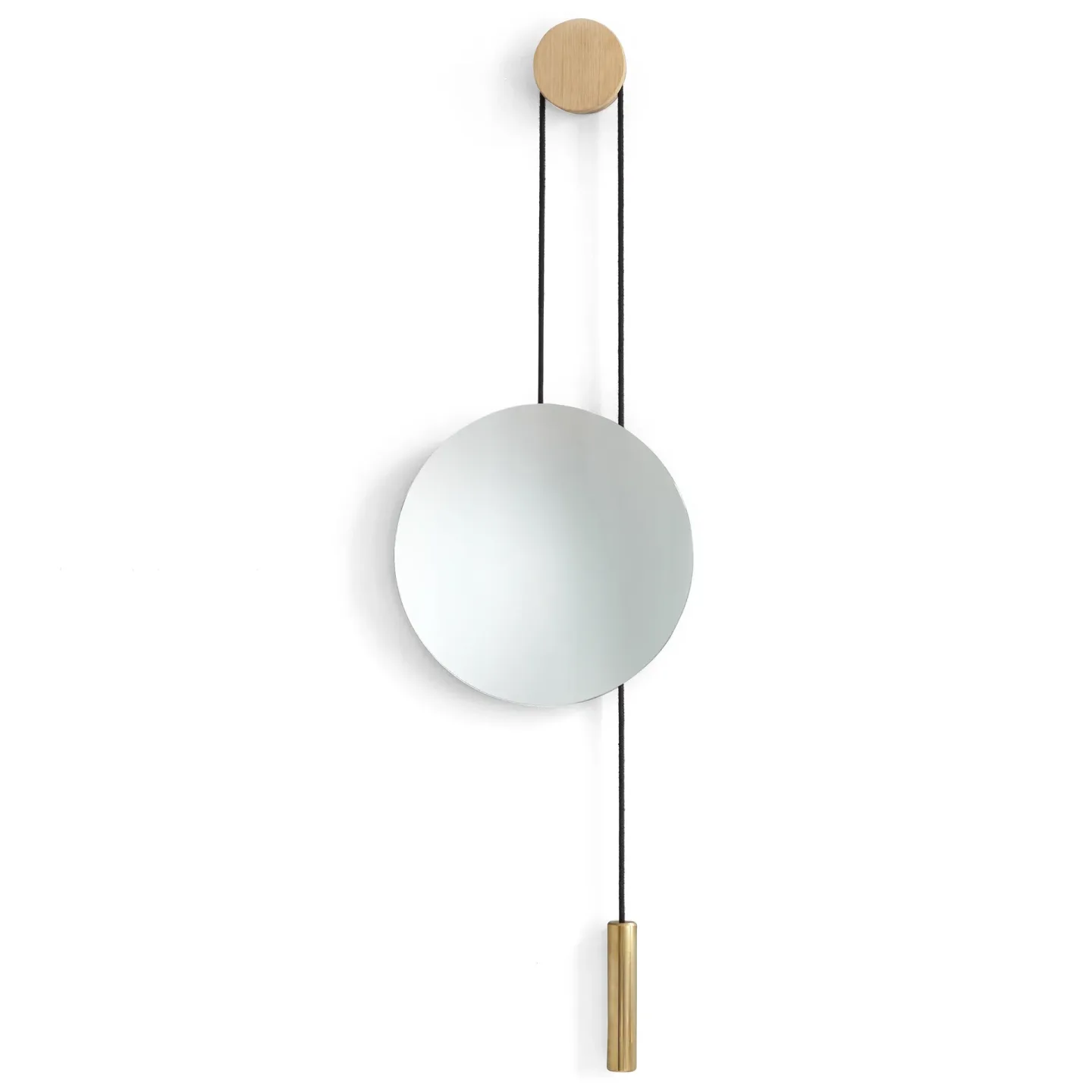 New Works Rise and Shine spegel Natural oak-brass weight