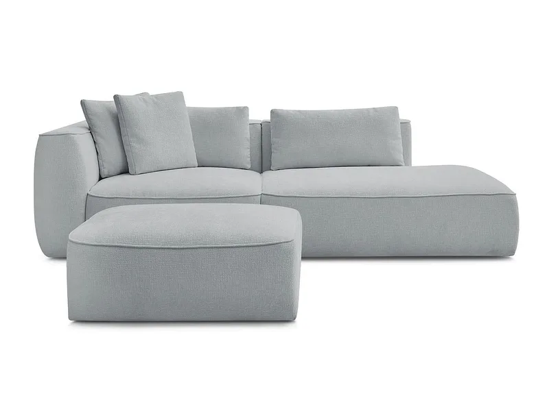 3er Sofa mit Hocker BOBOCHIC LEOPOLD Stoff mit Textur hellgrau